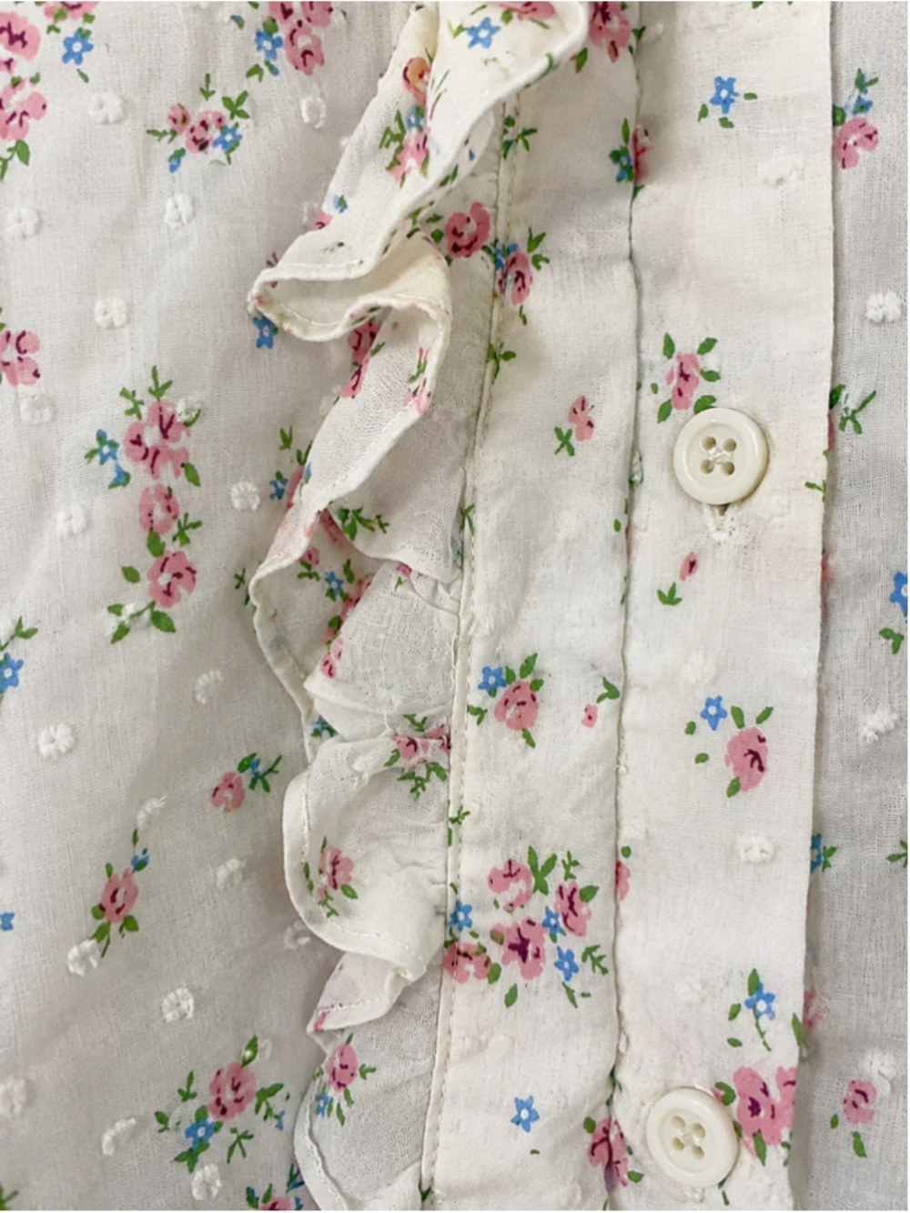 Women's Mable Floral Ruffle Blouse, Size S, White and Pink - Picture 6 of 10